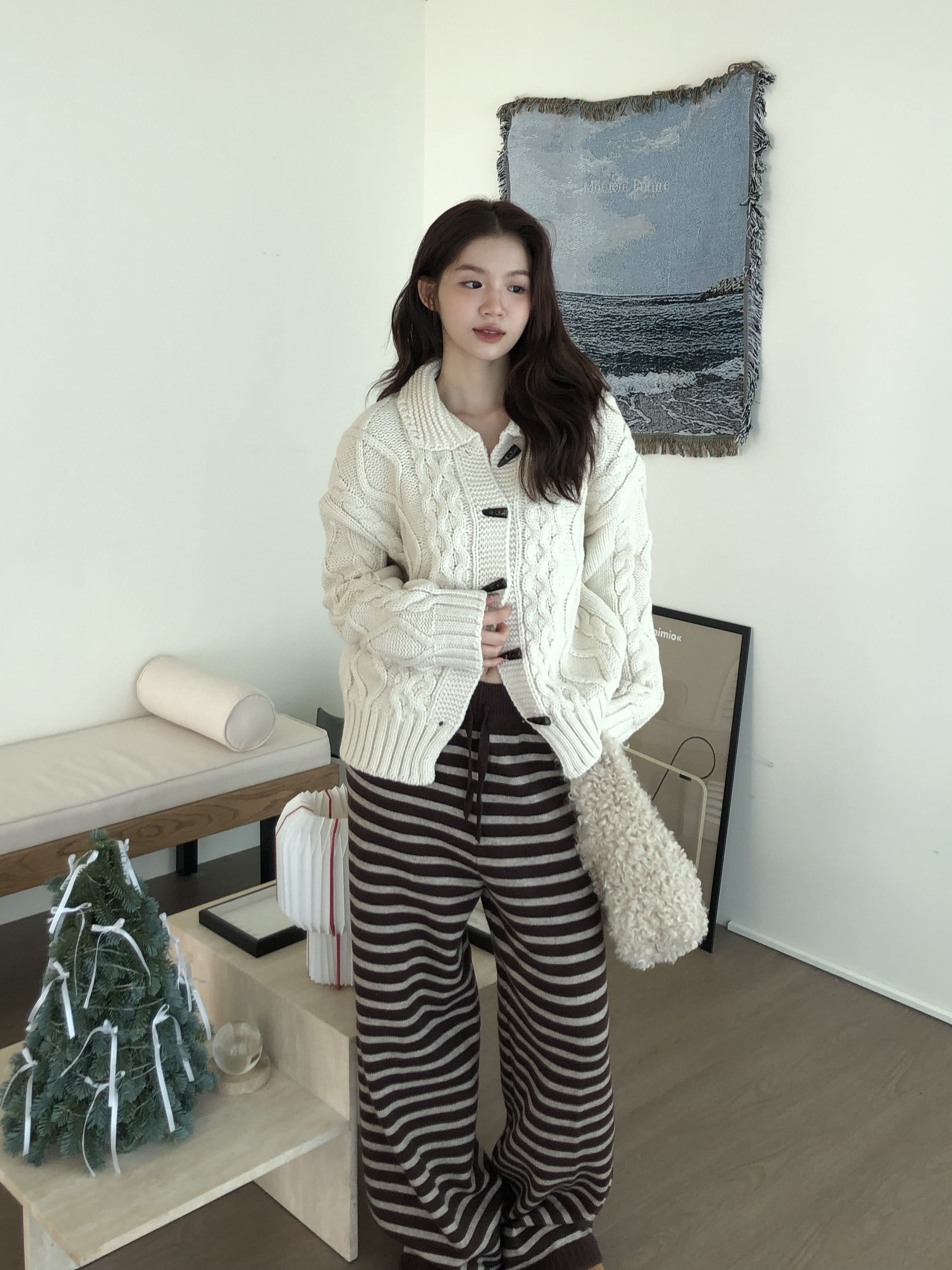 織紋微厚立領外套