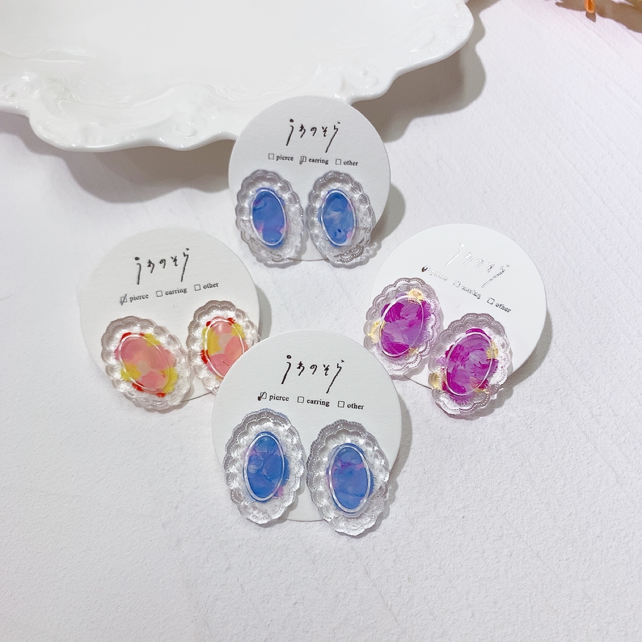 [手作家] 蕾絲邊花框耳環