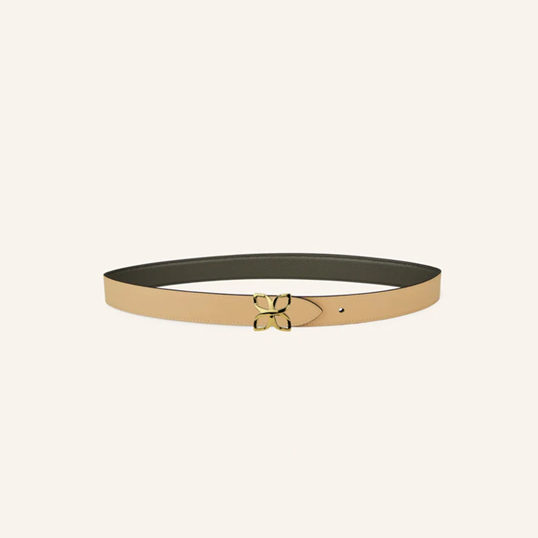 1FL0104-507 [FLEURON] Ceinture Hortensia Doré 25mm Vert Olive Cookie 70 #CTF01VG0515OLG70 (EU)