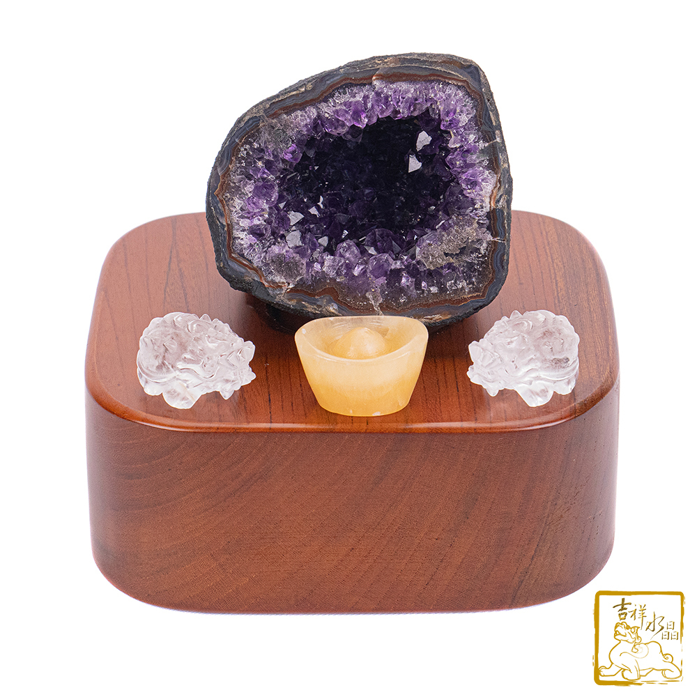 烏拉圭紫水晶洞 開運龍龜組合