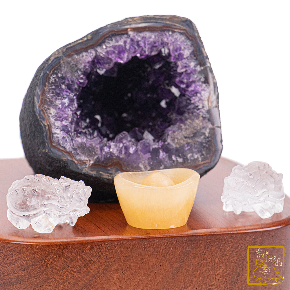 烏拉圭紫水晶洞 開運龍龜組合