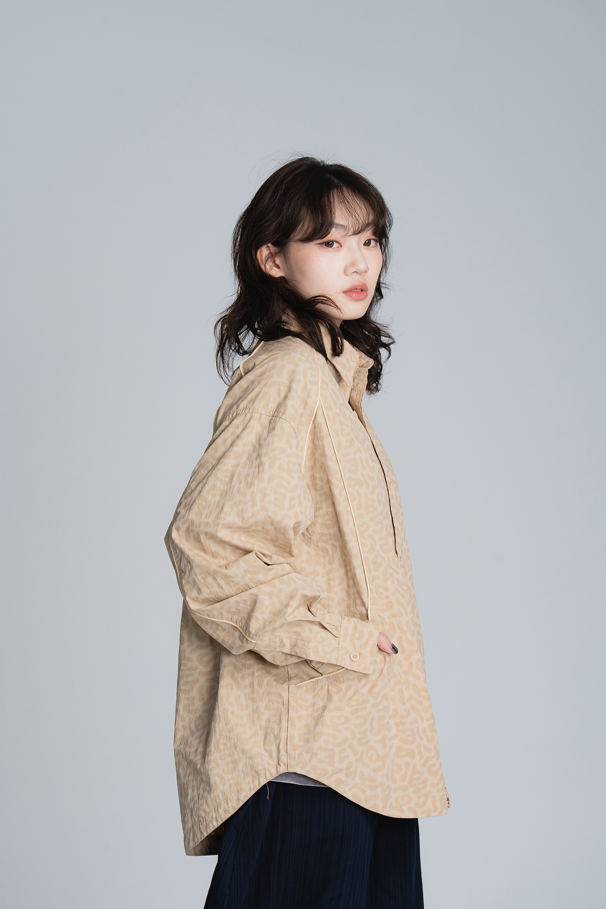 暗藏豹紋長袖襯衫 3色