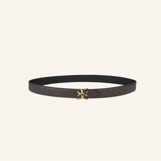 1FL0104-511 [FLEURON] Ceinture Hortensia Doré 25mm Espresso Noir Lisse 70 #CTF01VG1314ESP70 (EU)