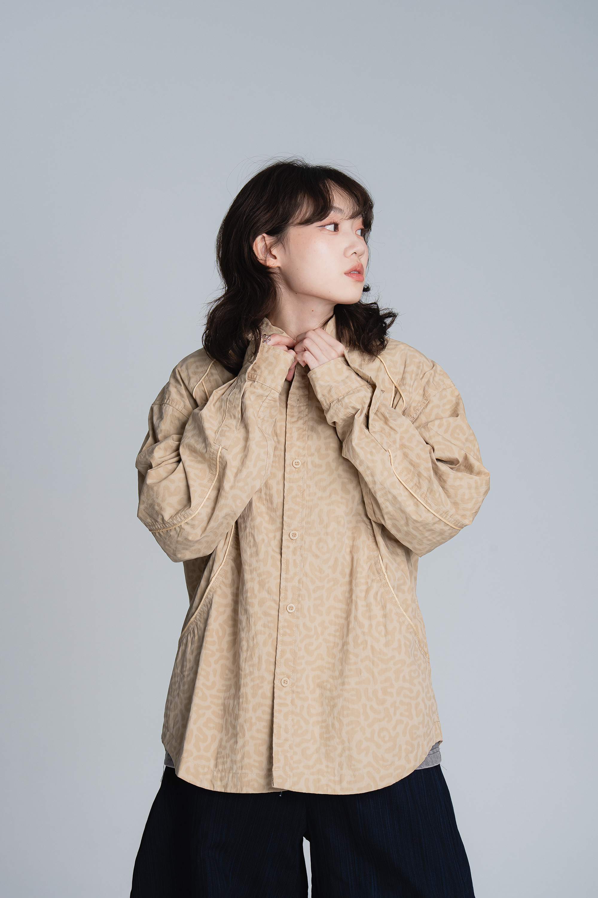 暗藏豹紋長袖襯衫 3色