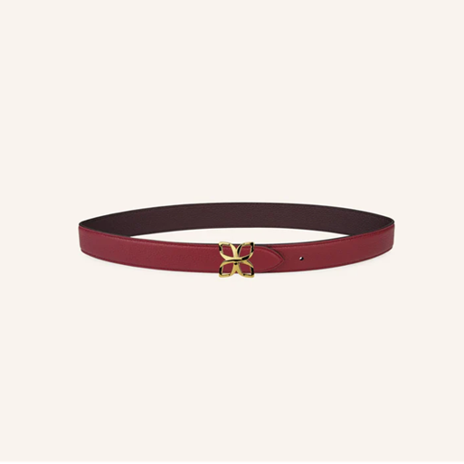 1FL0104-512 [FLEURON] Ceinture Hortensia Doré 25mm Bordeaux Prune 70 #CTF01VG1629BGD70 (EU)