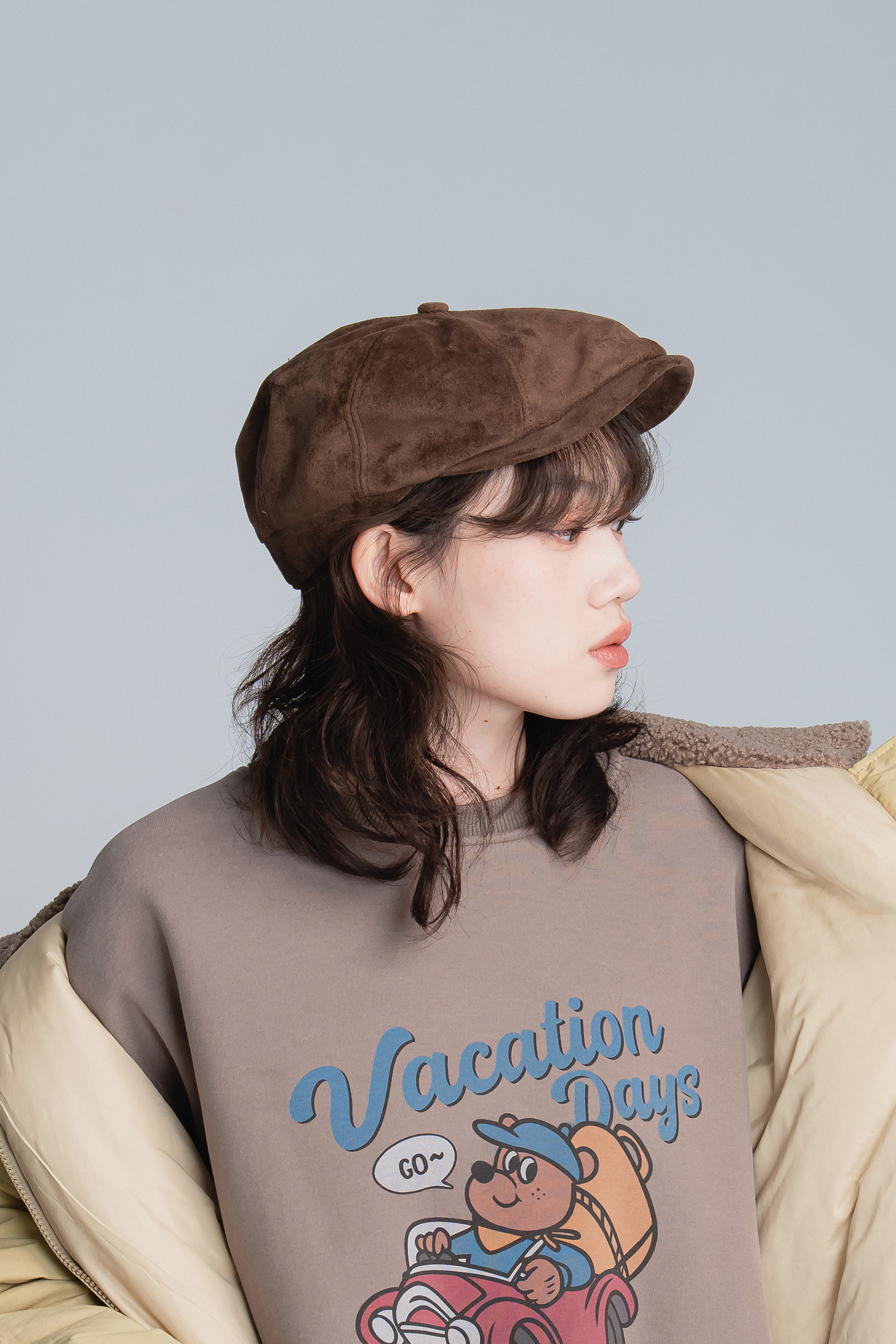 日系麂皮2way小偷帽 4色