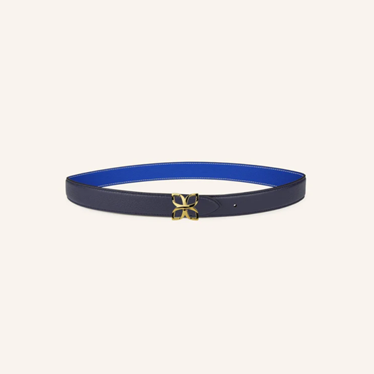 1FL0104-513 [FLEURON] Ceinture Hortensia Doré 25mm Bleu Marine Bleu Cobalt 70 #CTF01VG3923NBU70 (EU)