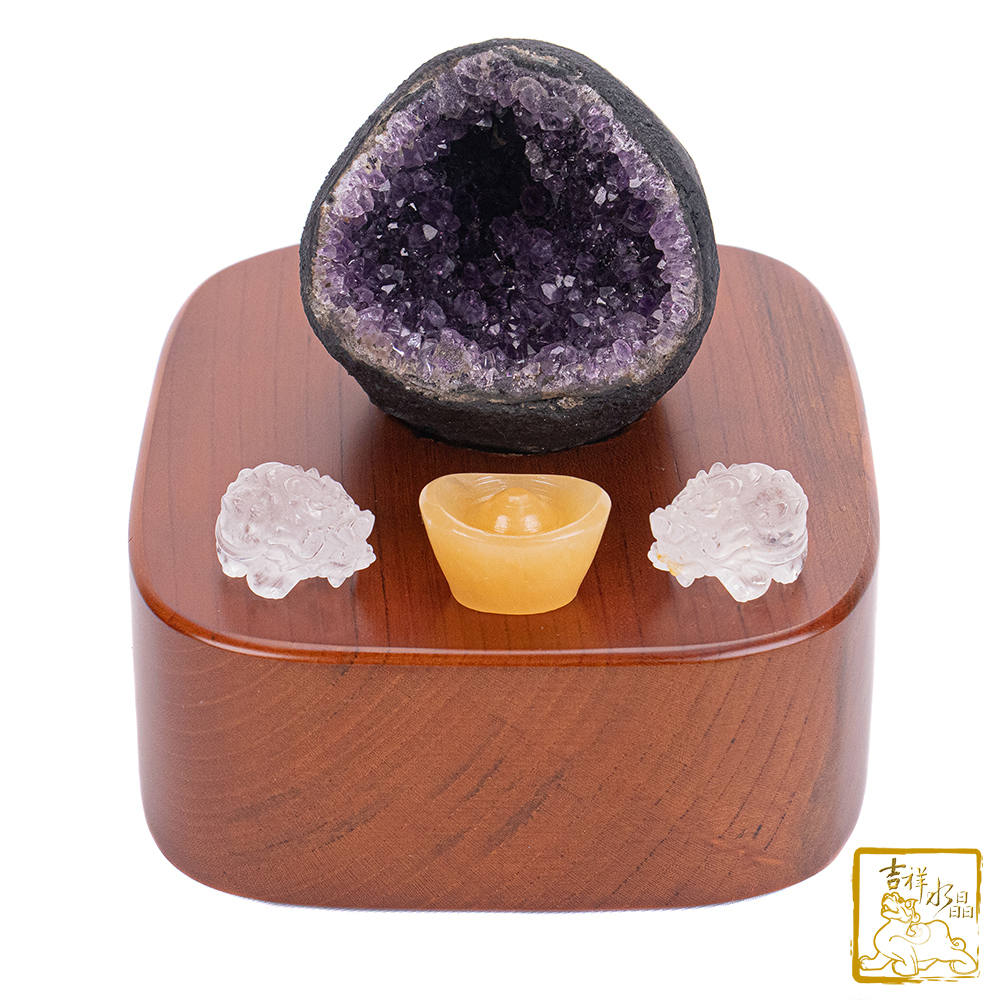 烏拉圭紫水晶洞 開運龍龜組合