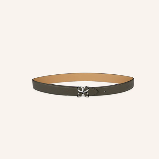 1FL0104-514 [FLEURON] Ceinture Hortensia Argenté 25mm Noir Caramel 70 #CTF02VG0303BLK70 (EU)