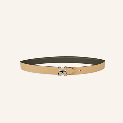 1FL0104-514 [FLEURON] Ceinture Hortensia Argenté 25mm Noir Caramel 70 #CTF02VG0303BLK70 (EU)