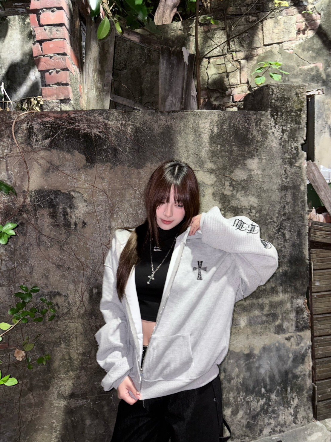 (GOAL) DCM 華夫格 連帽外套 哥德 十字架 刺繡