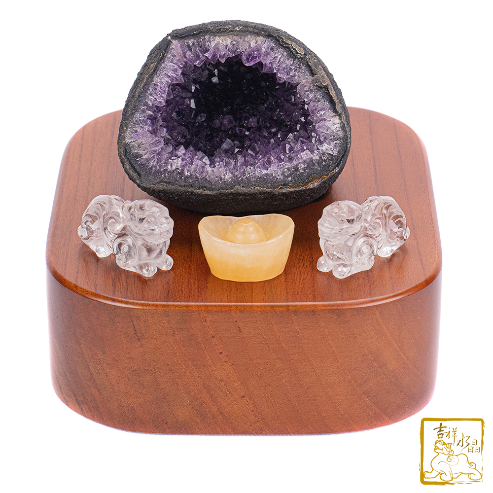 烏拉圭紫水晶洞 招財貔貅組合