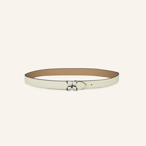 1FL0104-516 [FLEURON] Ceinture Hortensia Argenté 25mm Crème Sable 75 #CTF02VG0604CRM75 (EU)