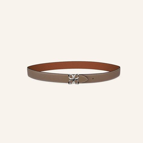 1FL0104-517 [FLEURON] Ceinture Hortensia Argenté 25mm Taupe Marron 70 #CTF02VG0808MOL70 (EU)