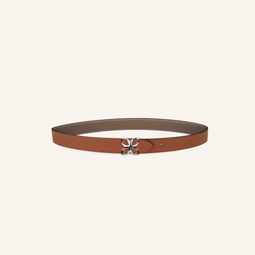1FL0104-517 [FLEURON] Ceinture Hortensia Argenté 25mm Taupe Marron 70 #CTF02VG0808MOL70 (EU)