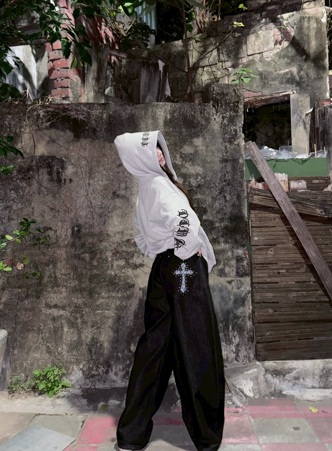 (GOAL) UNF 美式豹紋十字架 落地牛仔褲