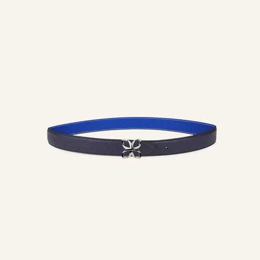 1FL0104-521 [FLEURON] Ceinture Hortensia Argenté 25mm Bleu Marine Bleu Cobalt 70 #CTF02VG3923NBU70 (EU)