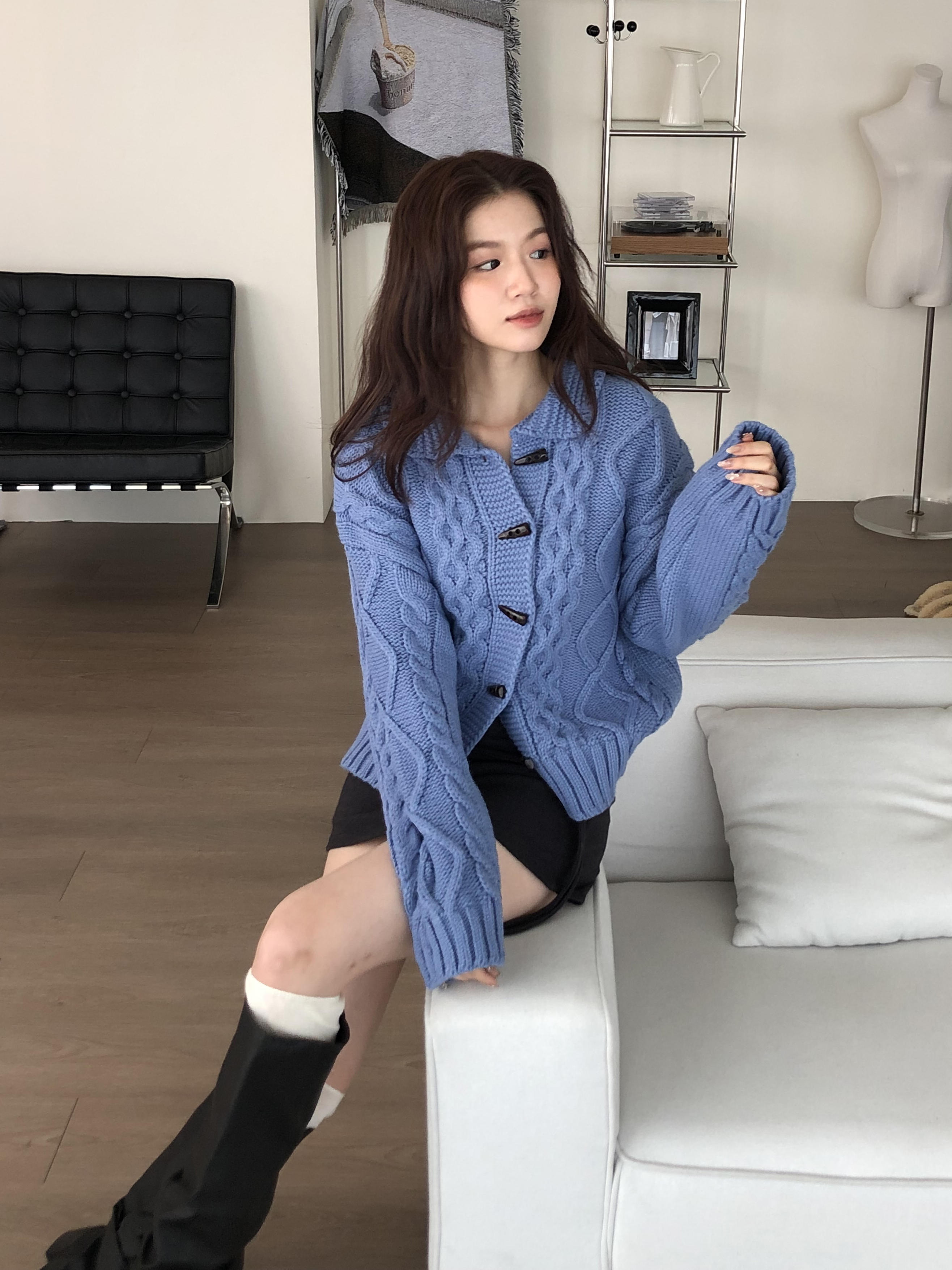 織紋微厚立領外套