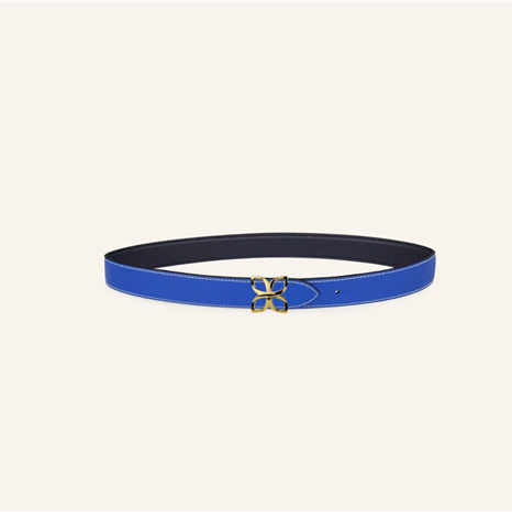 1FL0104-521 [FLEURON] Ceinture Hortensia Argenté 25mm Bleu Marine Bleu Cobalt 70 #CTF02VG3923NBU70 (EU)