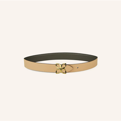 1FL0104-523 [FLEURON] Ceinture Hortensia Doré 33mm Vert Olive Cookie 70 #CTF03VG0515OLG70 (EU)