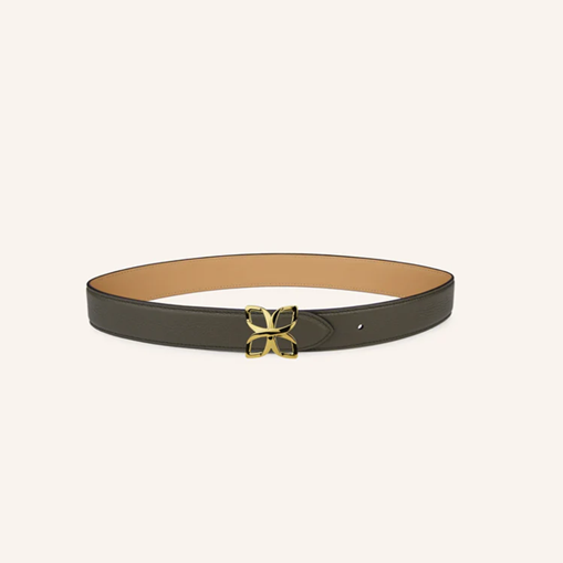 1FL0104-523 [FLEURON] Ceinture Hortensia Doré 33mm Vert Olive Cookie 70 #CTF03VG0515OLG70 (EU)
