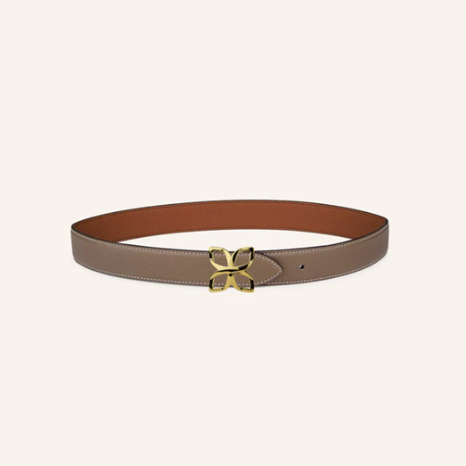 1FL0104-525 [FLEURON] Ceinture Hortensia Doré 33mm Taupe Marron 70 #CTF03VG0808MOL70 (EU)