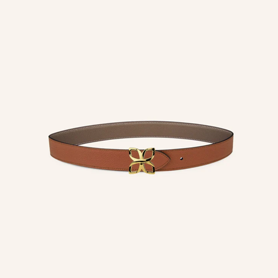 1FL0104-525 [FLEURON] Ceinture Hortensia Doré 33mm Taupe Marron 70 #CTF03VG0808MOL70 (EU)