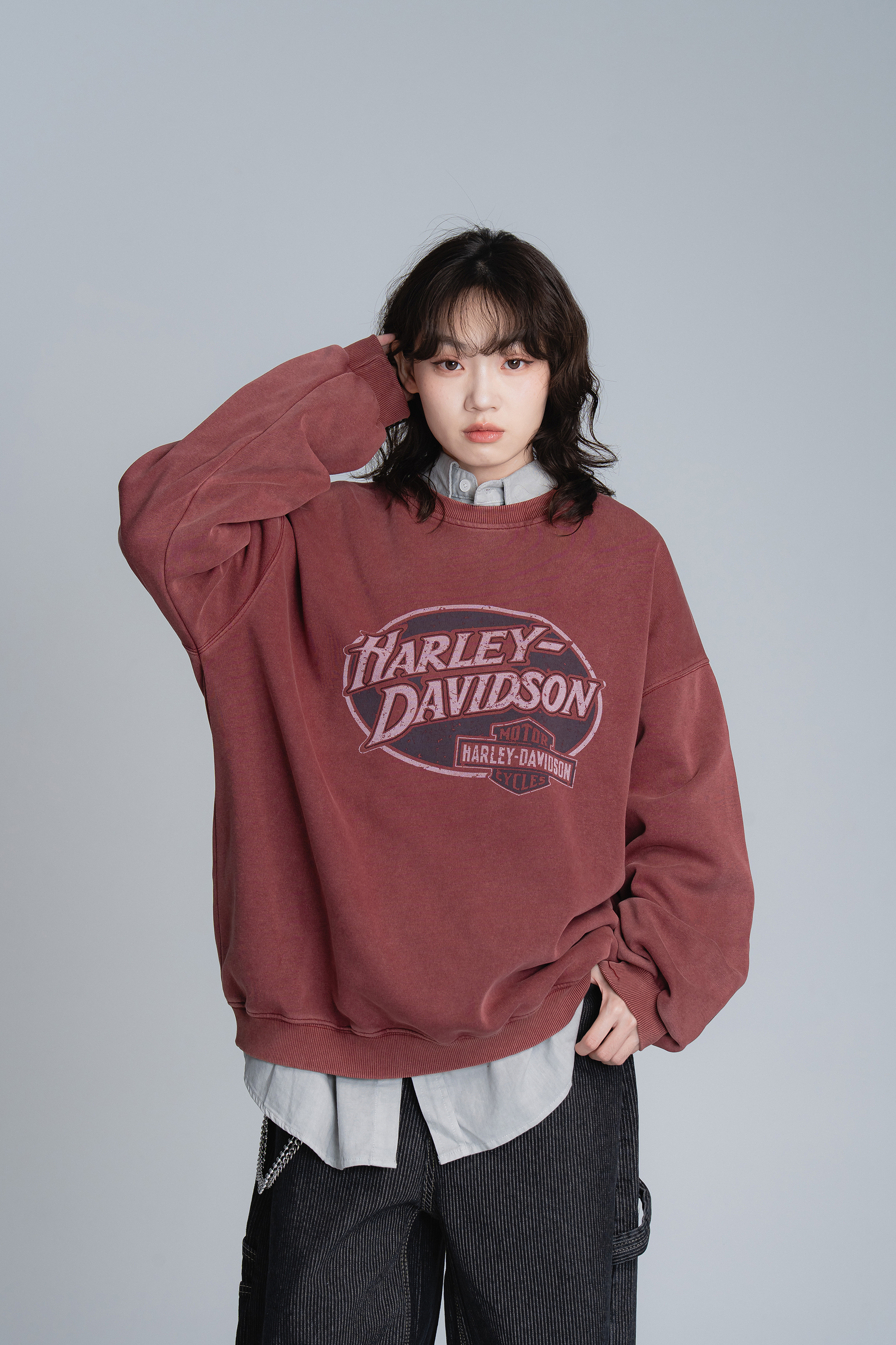 美式復古印花水洗大學t 3色