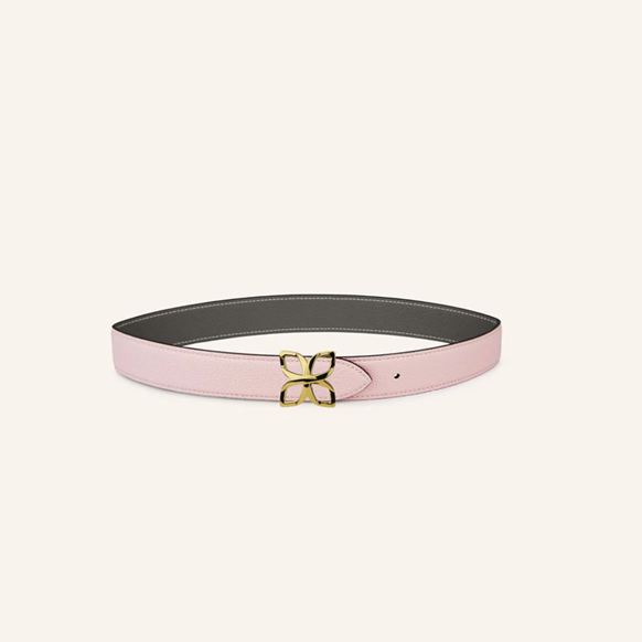 1FL0104-526 [FLEURON] Ceinture Hortensia Doré 33mm Rose Ballet Gris Ciment 70 #CTF03VG1065BPK70 (EU)