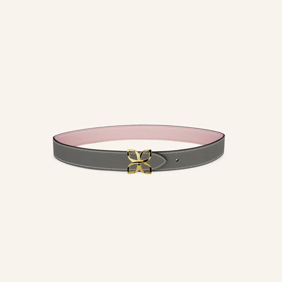 1FL0104-526 [FLEURON] Ceinture Hortensia Doré 33mm Rose Ballet Gris Ciment 70 #CTF03VG1065BPK70 (EU)