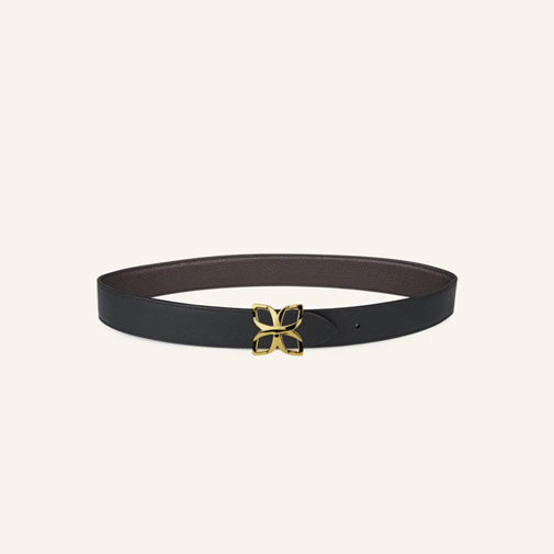 1FL0104-527 [FLEURON] Ceinture Hortensia Doré 33mm Espresso Noir Lisse 70 #CTF03VG1314ESP70 (EU)