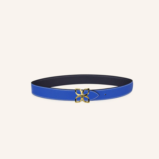 1FL0104-530 [FLEURON] Ceinture Hortensia Doré 33mm Bleu Marine Bleu Cobalt 70 #CTF03VG3923NBU70 (EU)