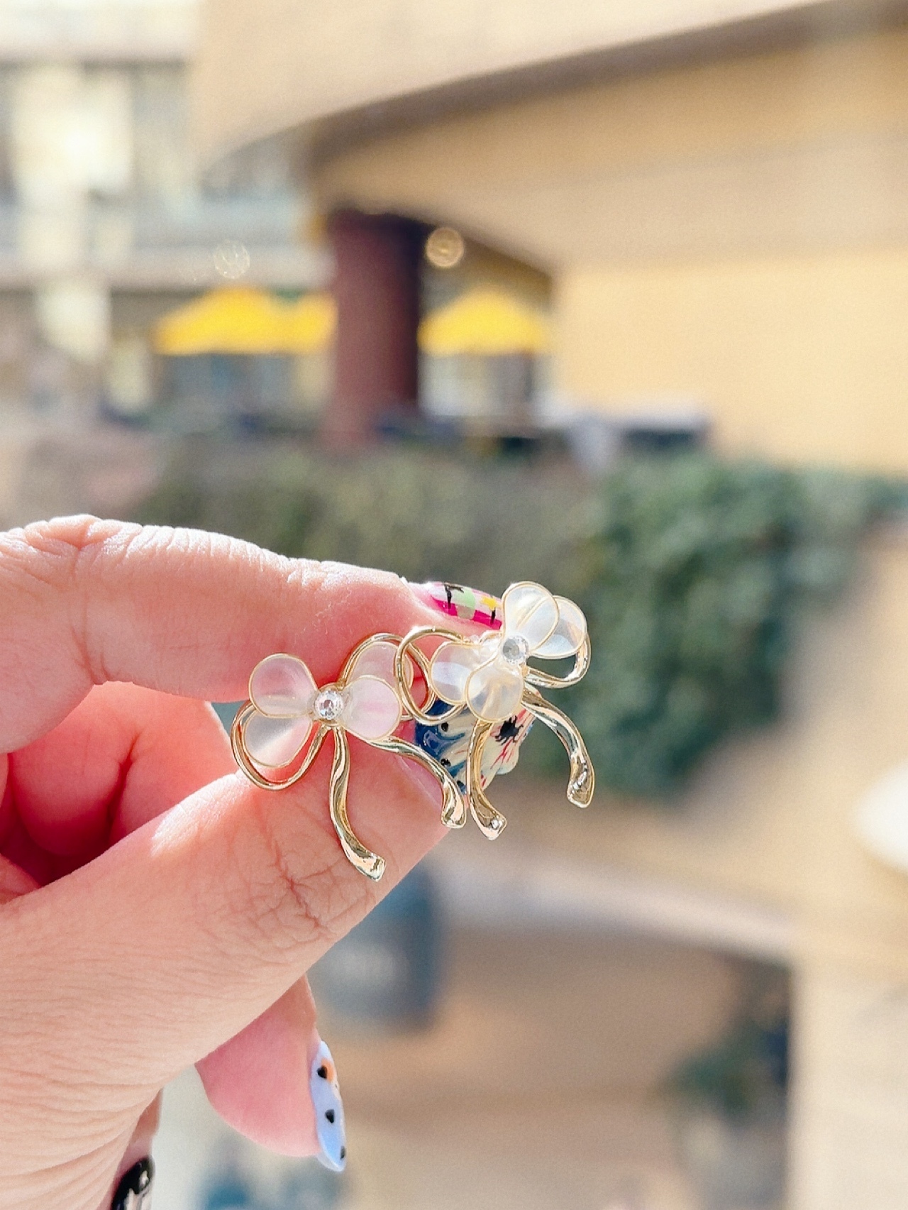 雙層蝴蝶結耳環