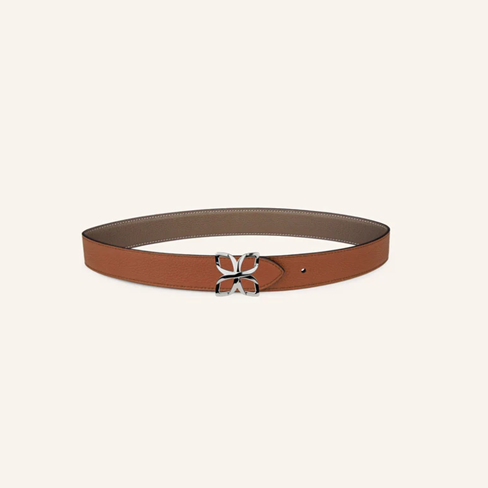 1FL0104-535 [FLEURON] Ceinture Hortensia Argenté 33mm Taupe Marron 70 #CTF04VG0808MOL70 (EU)