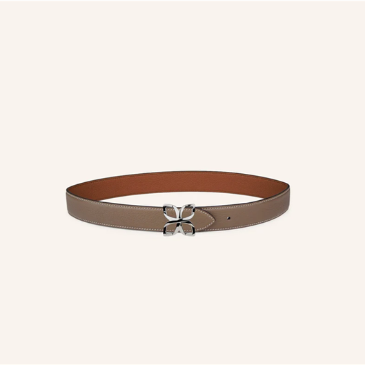 1FL0104-535 [FLEURON] Ceinture Hortensia Argenté 33mm Taupe Marron 70 #CTF04VG0808MOL70 (EU)