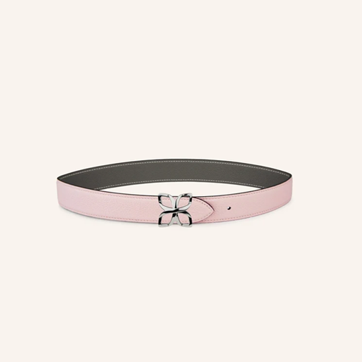1FL0104-536 [FLEURON] Ceinture Hortensia Argenté 33mm Rose Ballet Gris Ciment 70 #CTF04VG1065BPK70 (EU)