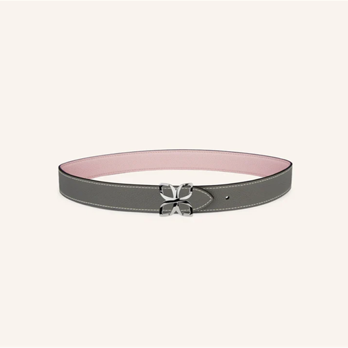1FL0104-536 [FLEURON] Ceinture Hortensia Argenté 33mm Rose Ballet Gris Ciment 70 #CTF04VG1065BPK70 (EU)
