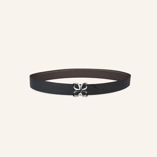 1FL0104-537 [FLEURON] Ceinture Hortensia Argenté 33mm Espresso Noir Lisse 70 #CTF04VG1314ESP70 (EU)