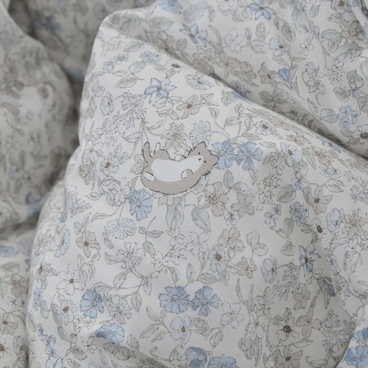 [韓國棉被] 天絲莫代爾・栗米棉填充｜灰白貓貓碎花  雙面 絨面冬被 四季被 2色