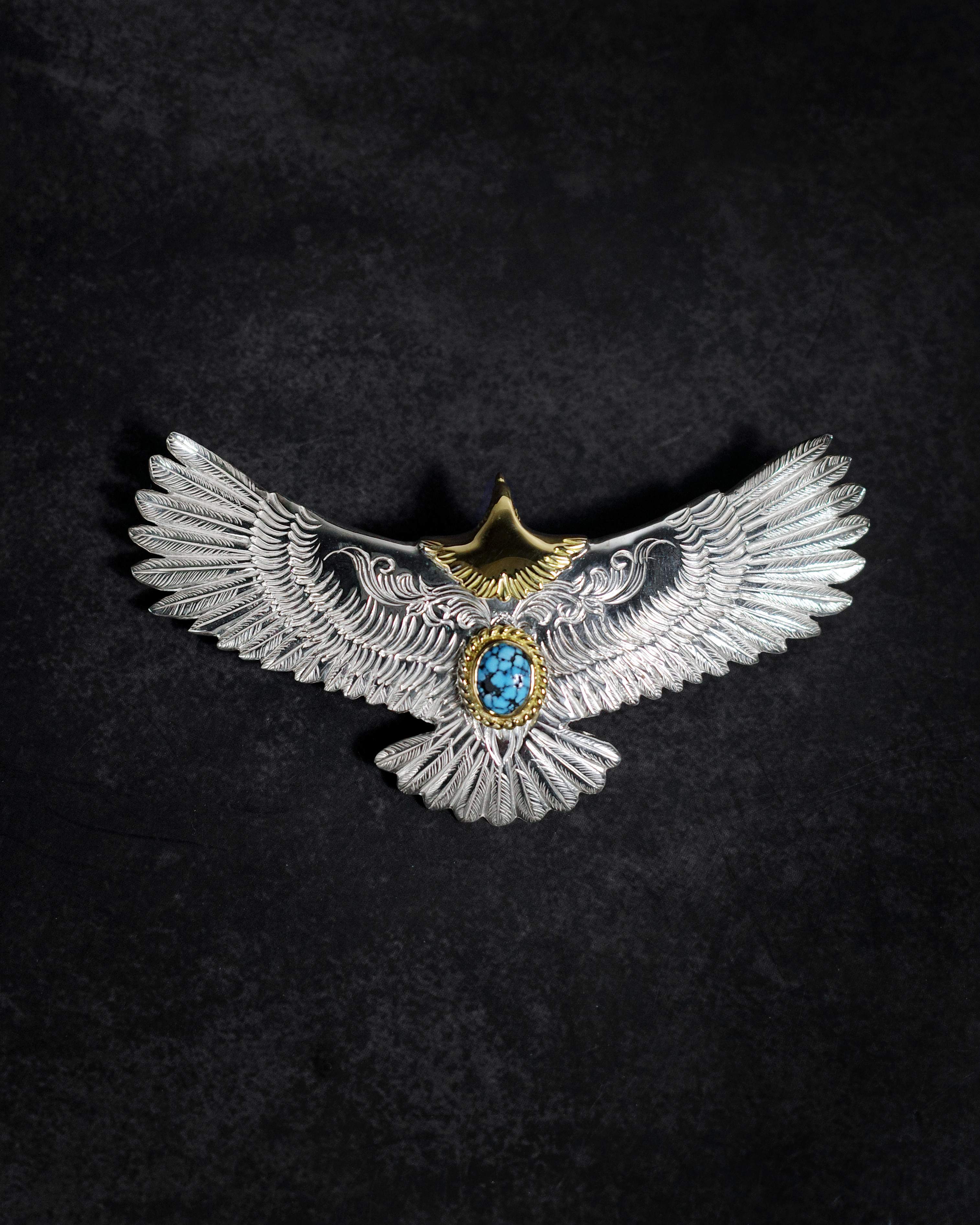 Dear Blossom 金頭10公分唐草大鷹 (金繩松石Kingman) E-001