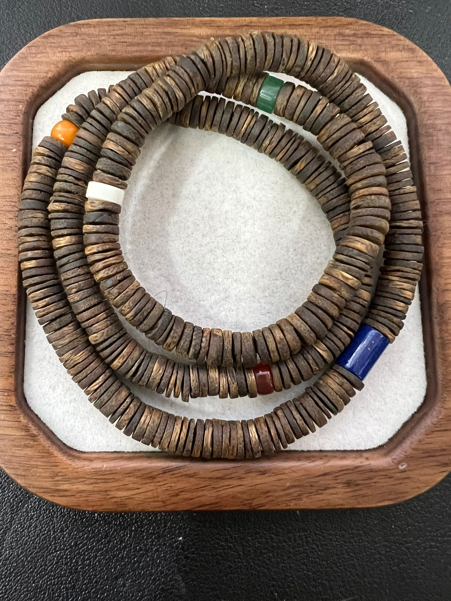 【直播】LL010340 沉香青金猛獁南紅非洲翠片珠三圈 6mm+