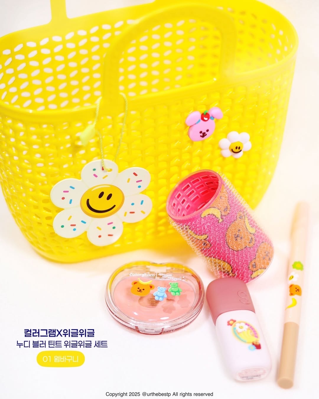【預購】韓國 Colorgram x Wiggle Wiggle 限量聯名款 唇釉 腮紅 瀏海髮捲 臥蠶筆 飾品 置物籃 彩妝組