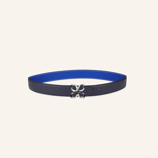 1FL0104-540 [FLEURON] Ceinture Hortensia Argenté 33mm Bleu Marine Bleu Cobalt 70 #CTF04VG3923NBU70 (EU)