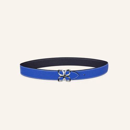 1FL0104-540 [FLEURON] Ceinture Hortensia Argenté 33mm Bleu Marine Bleu Cobalt 70 #CTF04VG3923NBU70 (EU)