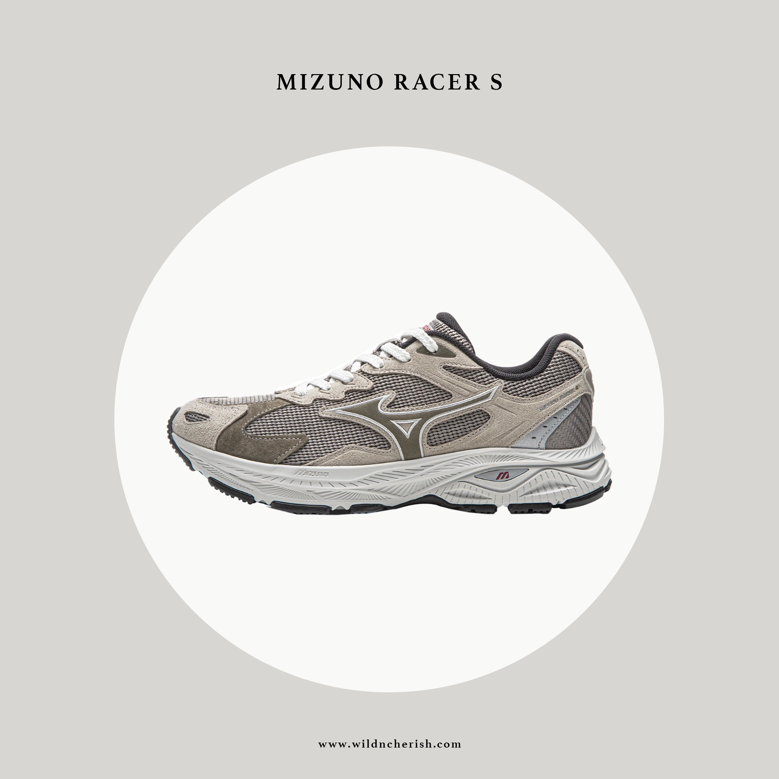 預訂 | Mizuno Racer S 復古慢跑鞋 灰色 橄欖綠色