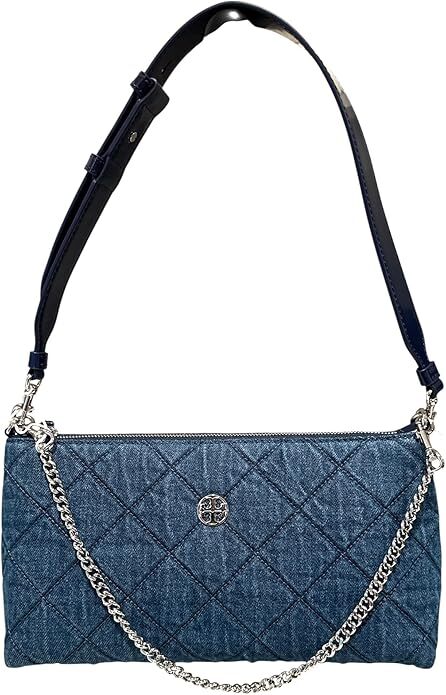 Tory Burch Willa 牛仔布拉鍊肩袋（丹寧色） 款號：167912