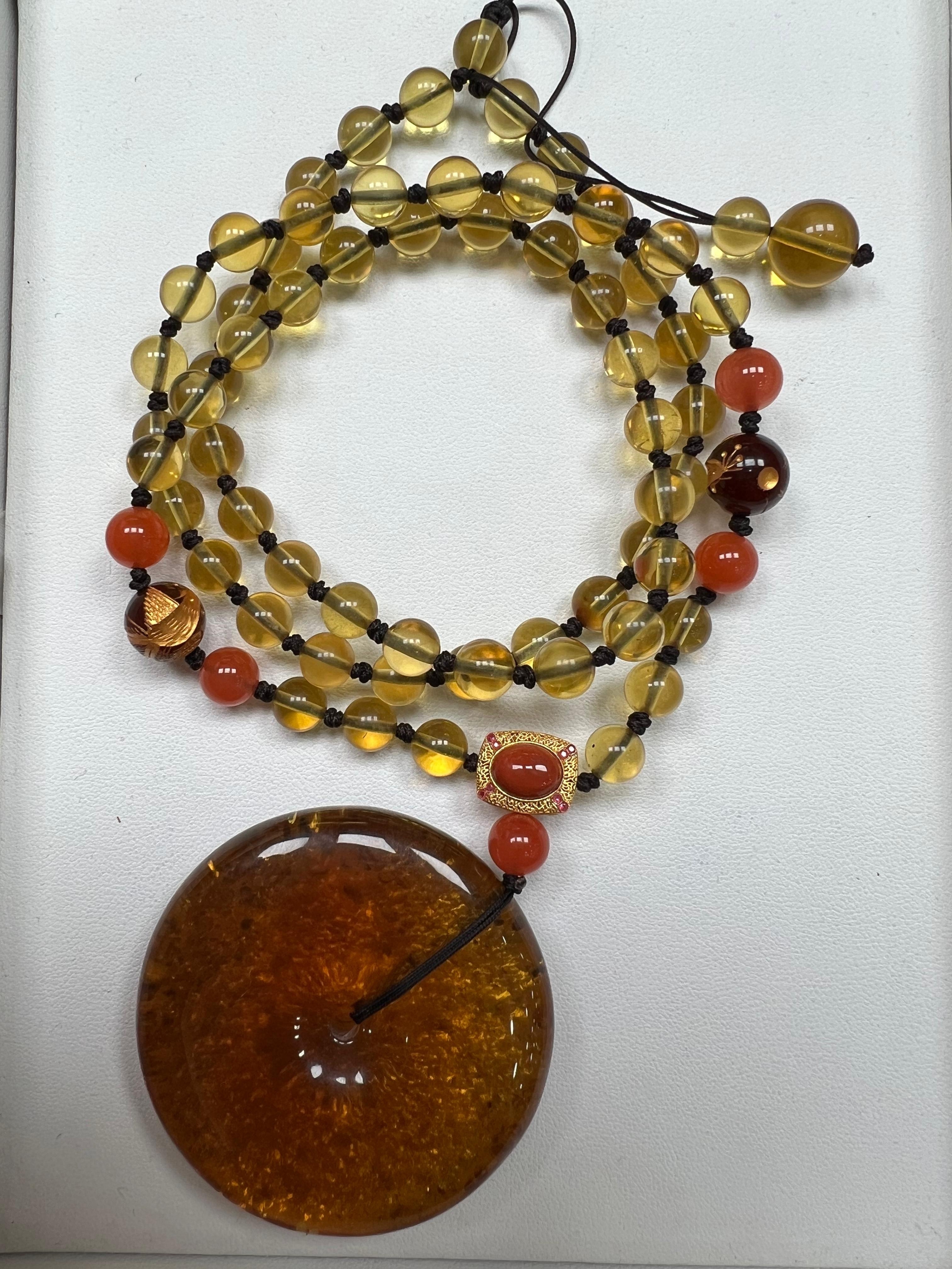 【直播】LL0103176 蜜蠟大平安扣頸鏈