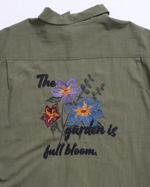 【POWER TO THE PEOPLE】花卉亞麻質感刺繡襯衫