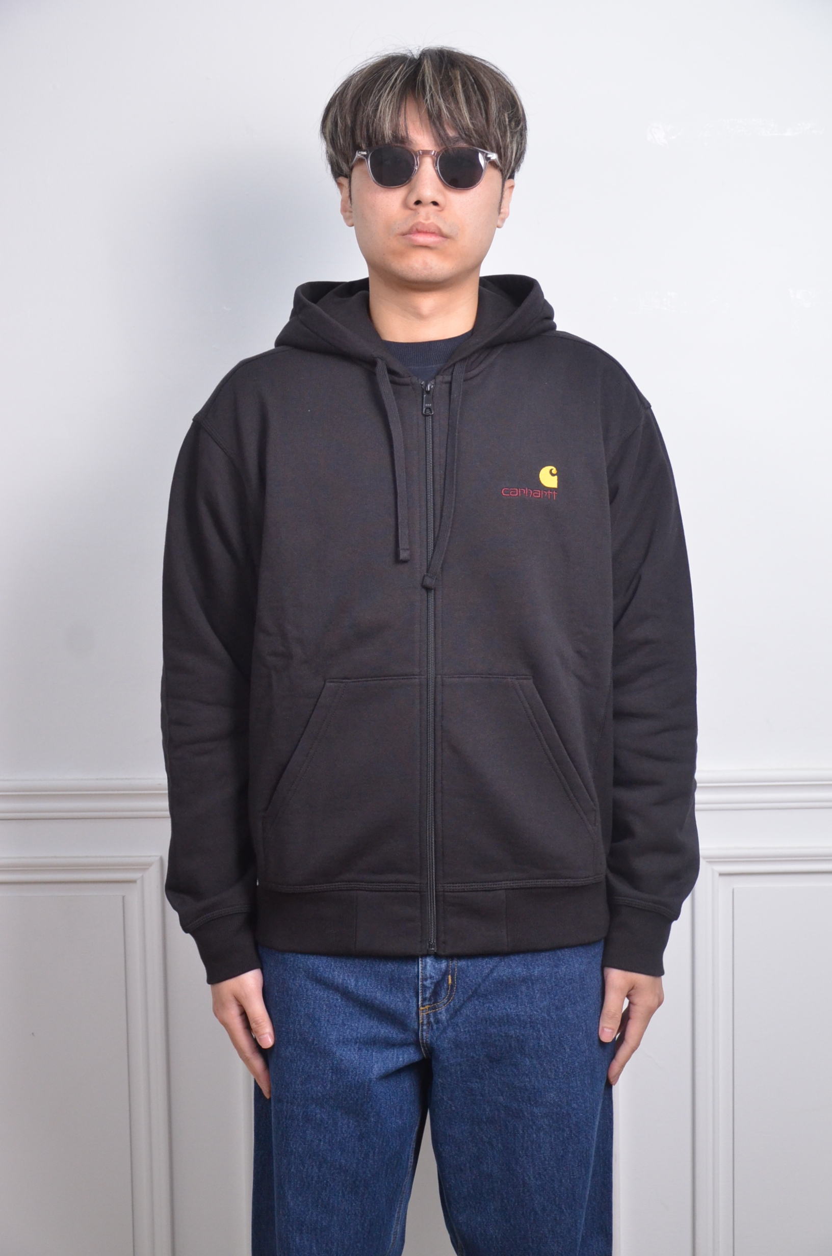 Carhartt Wip 刺繡抽繩連帽外套-黑【i033063-89xx】