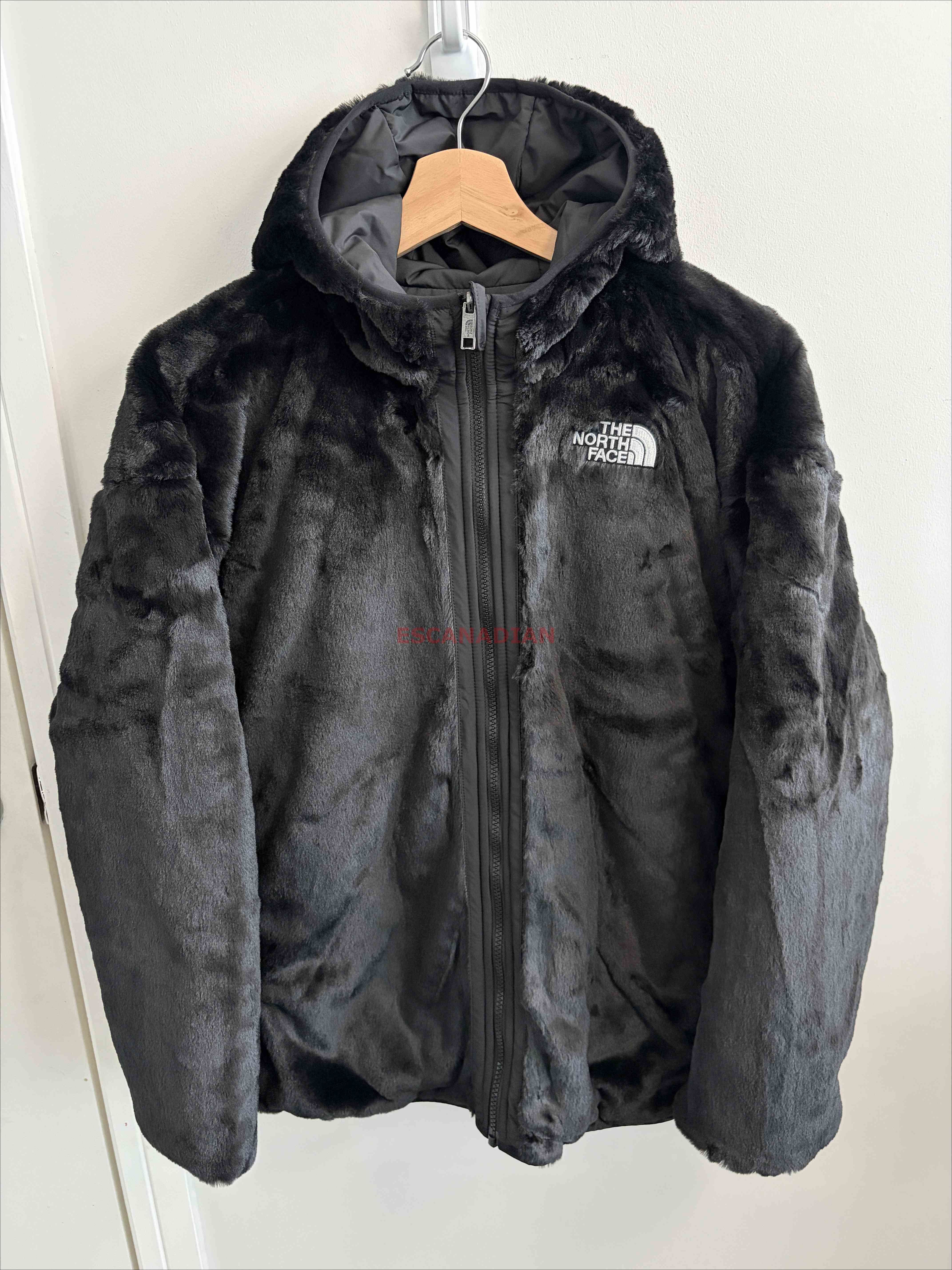 THE NORTH FACE 女大童 雙面穿 防潑水 細緻厚刷毛 小長版  連帽外套